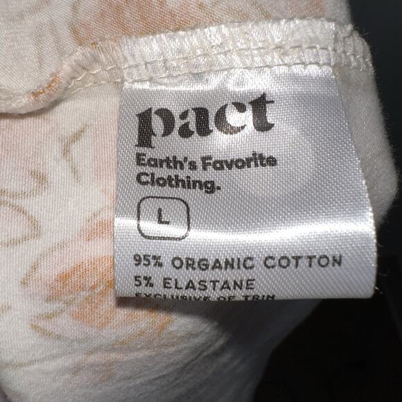Pact Women's Fit & Flare Midi Dress Large Cream Orange Floral Organic Cotton NWT - Picture 12 of 15